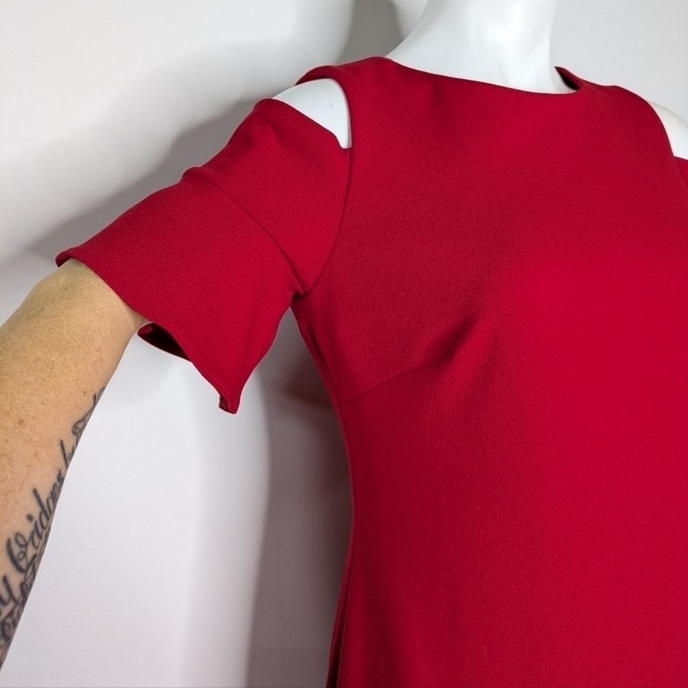 Calvin Klein red gold short sleeve cold shoulder sheath dress 6 - Picture 4 of 9